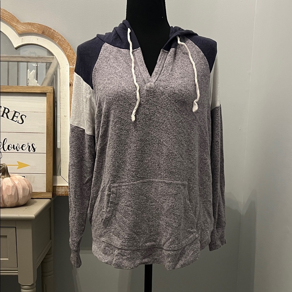Market & Spruce V-Neck Hoodie Sweater in purple Stitch Fix